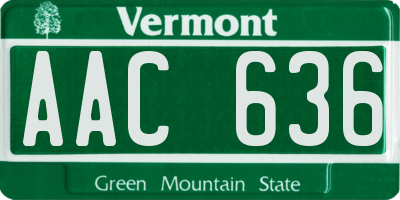 VT license plate AAC636