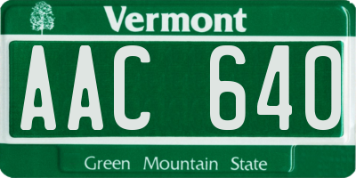 VT license plate AAC640