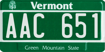 VT license plate AAC651