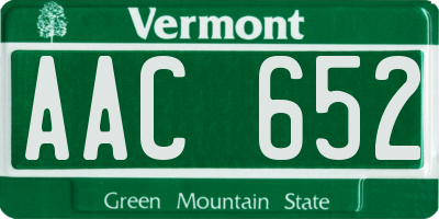 VT license plate AAC652