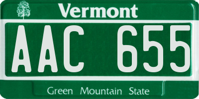 VT license plate AAC655