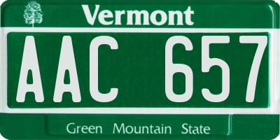 VT license plate AAC657