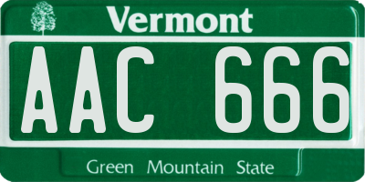 VT license plate AAC666