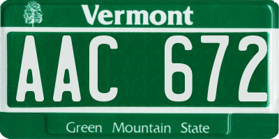 VT license plate AAC672