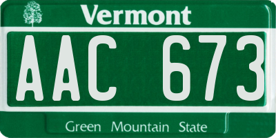 VT license plate AAC673