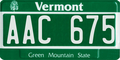 VT license plate AAC675