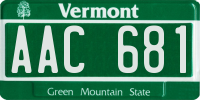 VT license plate AAC681