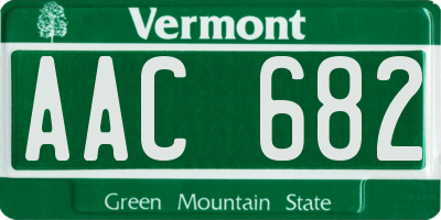 VT license plate AAC682