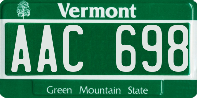 VT license plate AAC698