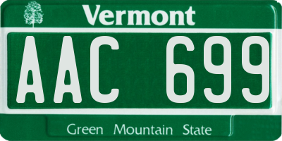 VT license plate AAC699