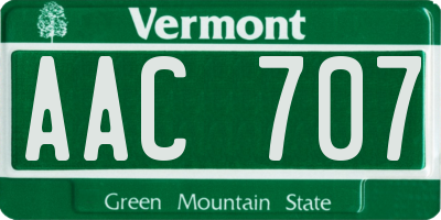 VT license plate AAC707