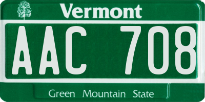 VT license plate AAC708