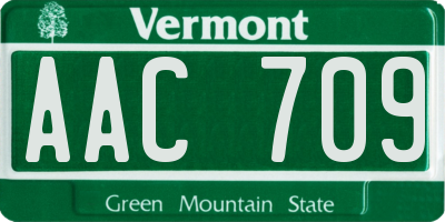 VT license plate AAC709