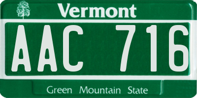 VT license plate AAC716