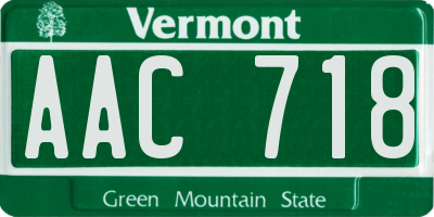 VT license plate AAC718