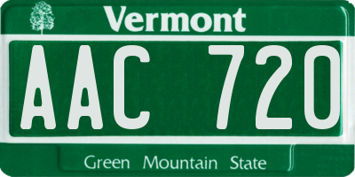 VT license plate AAC720