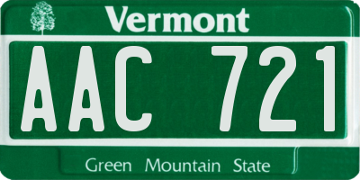 VT license plate AAC721