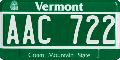 VT license plate AAC722