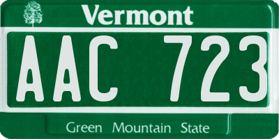 VT license plate AAC723