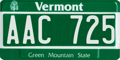 VT license plate AAC725