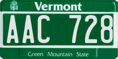 VT license plate AAC728