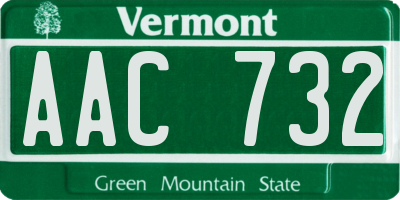 VT license plate AAC732