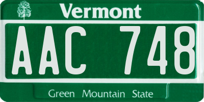 VT license plate AAC748