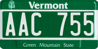 VT license plate AAC755