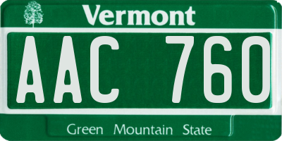 VT license plate AAC760