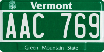 VT license plate AAC769