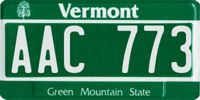 VT license plate AAC773