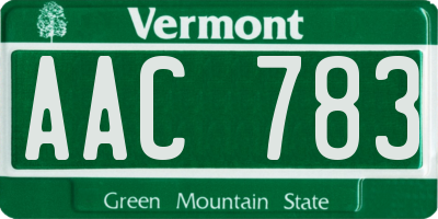 VT license plate AAC783