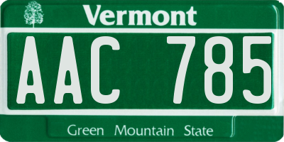 VT license plate AAC785