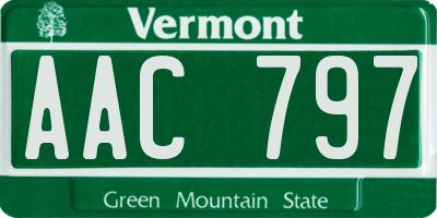VT license plate AAC797