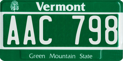 VT license plate AAC798