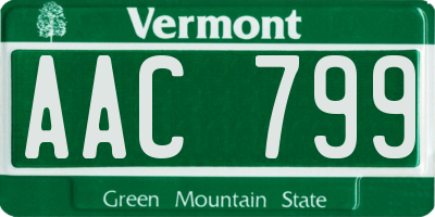 VT license plate AAC799