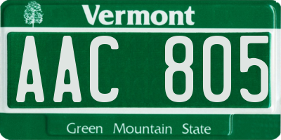 VT license plate AAC805