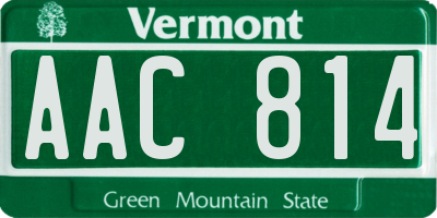 VT license plate AAC814