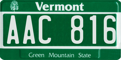 VT license plate AAC816