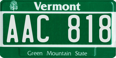 VT license plate AAC818