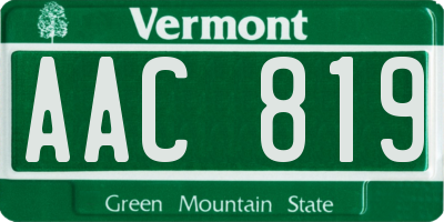 VT license plate AAC819