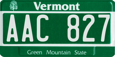 VT license plate AAC827