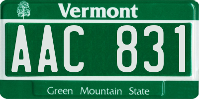 VT license plate AAC831