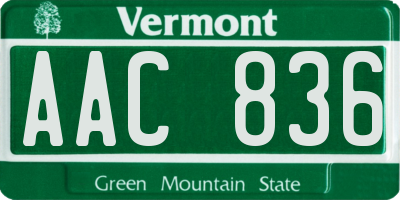 VT license plate AAC836