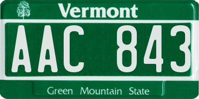 VT license plate AAC843