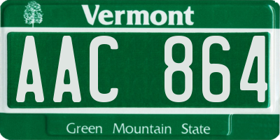 VT license plate AAC864
