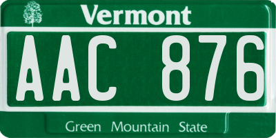 VT license plate AAC876