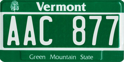 VT license plate AAC877