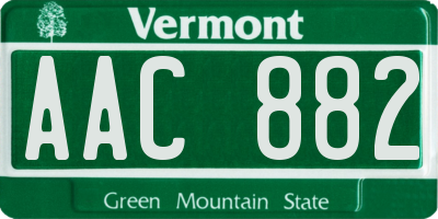 VT license plate AAC882