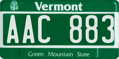 VT license plate AAC883